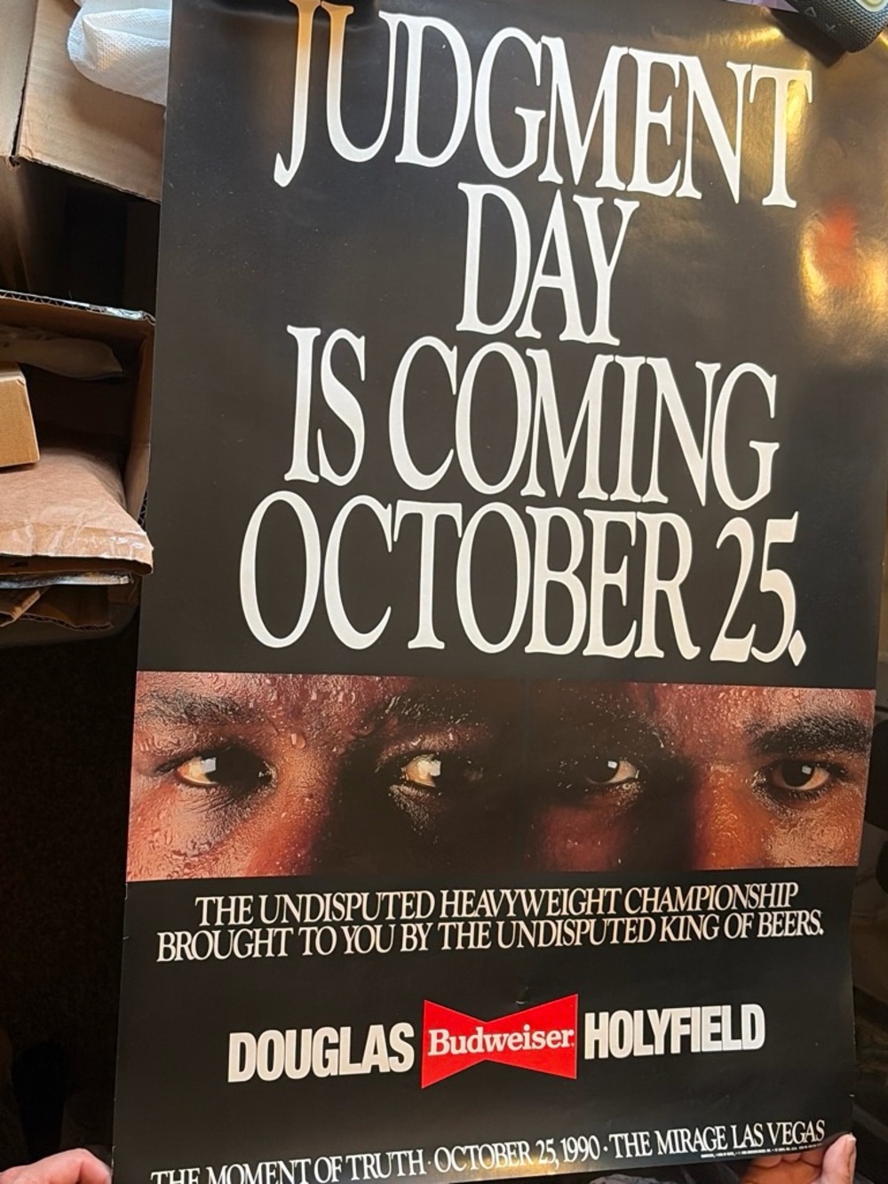 Vintage 1990 Budweiser Heavyweight Championship Boxing Poster